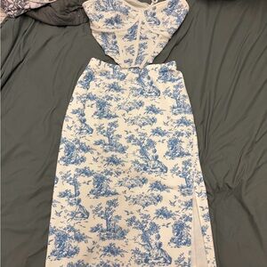 Elegant Blue and White Dress